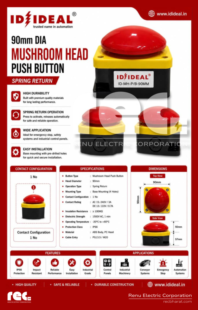 90mm DIA
MUSHROOM HEAD
PUSH BUTTON